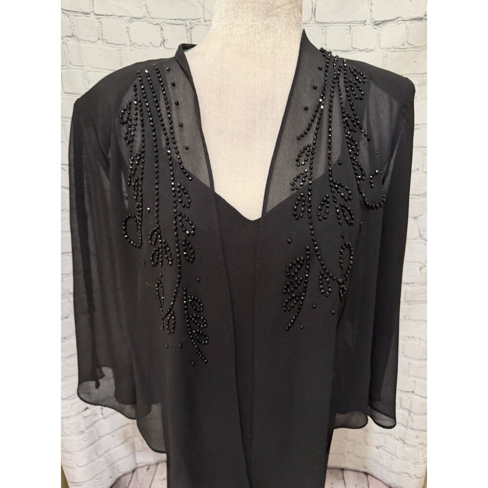 R & M Richards Women's Beaded V-Neck Two-Piece Dress 14 Petite - Picture 3 of 16